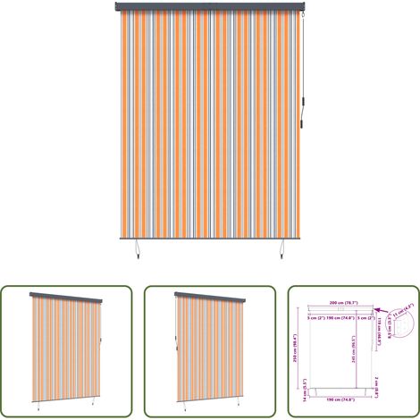 Balkon -  Rollo Gestreift Gelb und Blau 200 x 250 cm Stoff und Aluminium