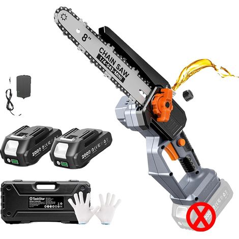 Motosega con motore brushless, design leggero, con 2 batterie da 2,0 Ah, spina europea. (1/2)