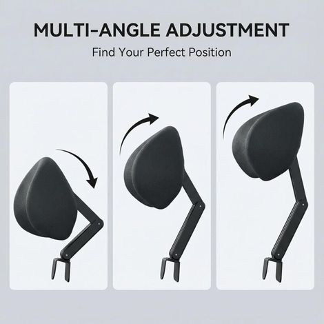 Poggiatesta incluso, accessorio poggiatesta per sedia da ufficio, supporto cervicale per sedia da ufficio, comfort ergonomico (nero). (1/3)