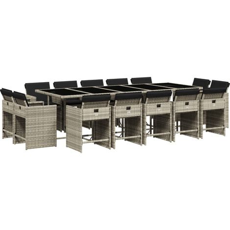 Maison Exclusive - Set comedor jardín y cojines 15 pzas ratán sin (1/5)