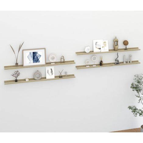 vidaXL Étagères murales 4 pcs blanc et chêne sonoma 115x9x3 cm