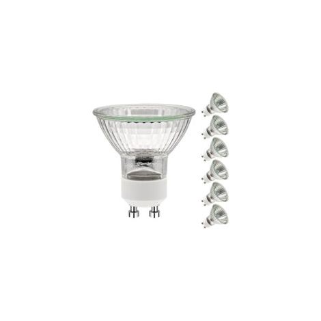 Ampoules GU10 50W,GU10 Ampoules Halogènes,Ampoule Spot AC 230V 50W, GU10 Halogen Ampoules Halogène 2 Broches 35° Angle de Rayonnement 2700K Dimmable Blanc Chaud, Pack de 6 (1/5)