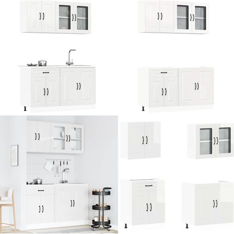 vidaXL 4-tlg. Küchenschrank-Set Kalmar Hochglanz-Weiß Holzwerkstoff (1/5)