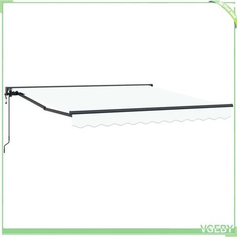 Auvent rétractable - FAFEICY - 3330374 - Blanc mat - 350 x 250 cm - Semi-coffre aluminium (1/5)