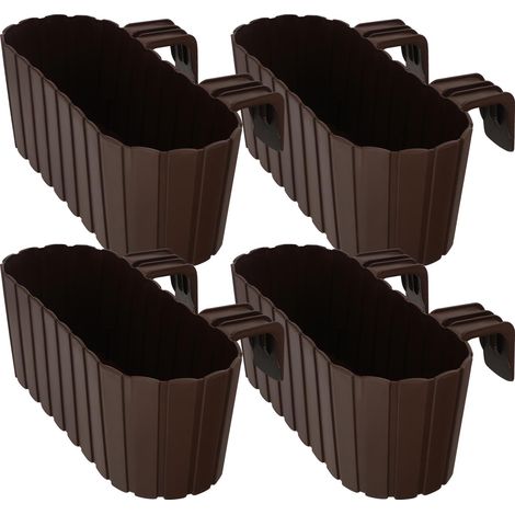 KOTARBAU® Balkonkasten für Balkongeländer oval rustikal braun 400 mm 4er-Set