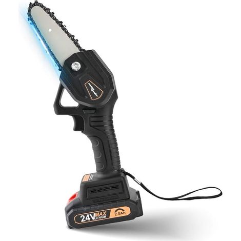EASYCOMFORT Mini Tronçonneuse à Batterie sans Fil 4" - Élagage Arbres, Branches, Coupe Bois (Noir) (1/5)