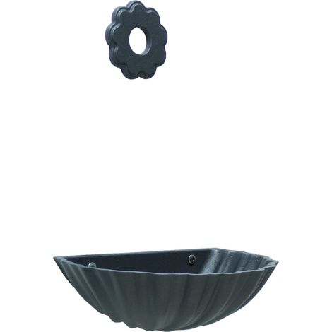 Fonderia Bongiovanni – Fontaine murale en fonte d'aluminium gris – Rosace fleurie – Traitement anticorrosion – Largeur 29 cm – Hauteur 9,5 cm