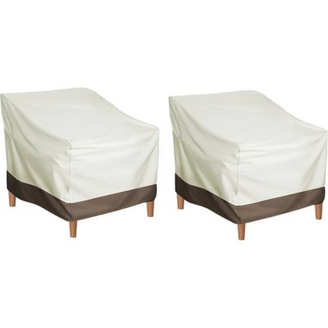 Lot de 2 housses de chaises de jardin – Housses de protection – Housses de canapé – Housses de chaise – Convient au mobilier de jardin – 80 x 85 x 91,5 cm – Tissu Oxford 210D – Beige-marron/Café (1/5)