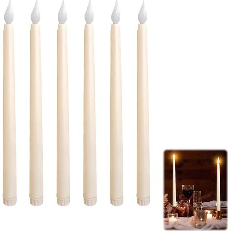 6 Pièces Bougie Led Flamme Vacillante, ABS Blanc Cassé, Effet 3D, Pour Mariage Noël Maison (1/5)