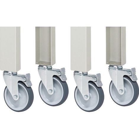 TECWERK Rollen-Satz 4 Lenkrollen mit FeststellerRollen-Ø 125 mm für Werktische Höhe 750-1100 mm