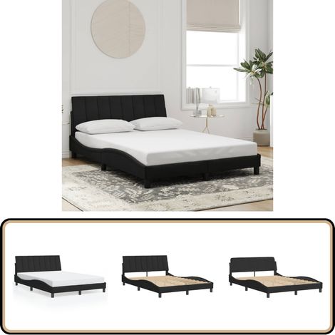 Bettgestell ohne Matratze Schwarz 140x190 cm Samt - Bettsystem - Doppelbett - Samtbettwäsche - Boxspringbett - Lattenrost
