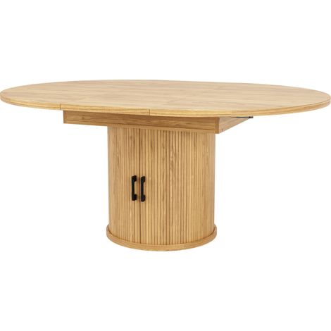 Mesa de comedor extensible de MDF, de redonda a ovalada, 118-158 cm, efecto madera, MODENUIT (1/5)