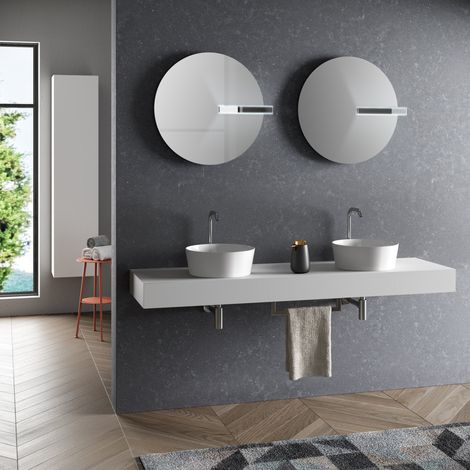 Ensemble de salle de bain double vasque 8 pièces YOKA blanc