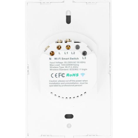 Intelligenter WLAN-LED-Schalter, Touchpanel, einseitige Sprachsteuerung über die Amazon Alexa App, AC 95–250 V, weiße Abdeckung (1/5)