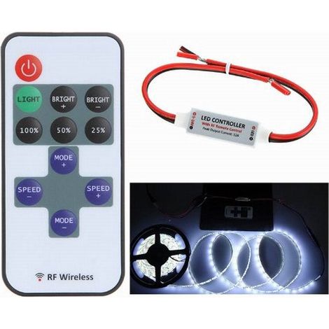 Contrôleur de gradation monochrome mini sans fil RF11 touches 5-24V avec module de bande LED rouge et noire