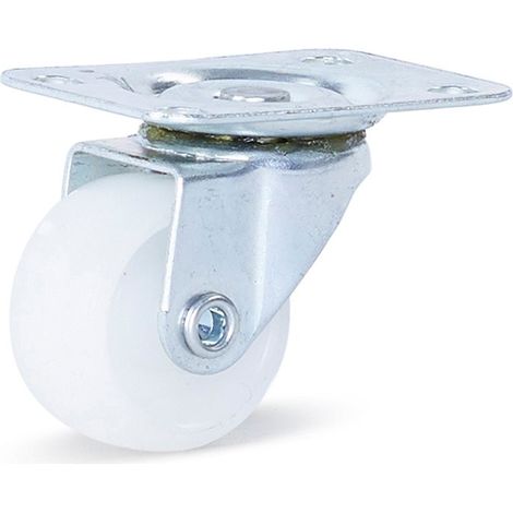 Roulette pivotante - MESO - PP blanc petit - Platine - 30mm - 20kg