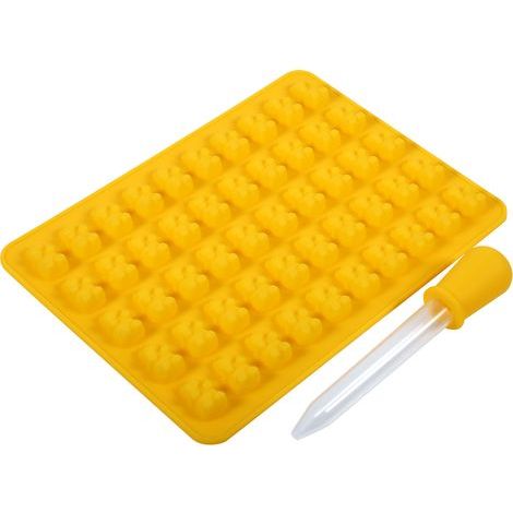 Lot de 50 Moules à Ours en Silicone pour Chocolat, Glaçons, Bonbons et DIY, Jaune (1/3)