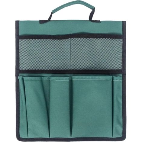 Sac à outils de jardin avec poignée de transport et poches – Pliable, portable, en tissu Oxford – Rangement suspendu pour outils de jardinage et de menuiserie (Vert) (1/5)