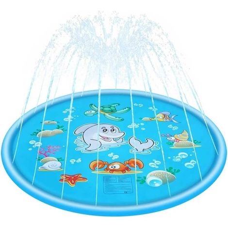 Piscine pour chien avec arroseur intégré - Tapis de jeu d'extérieur avec fonction arroseur - Tapis épais et résistant - Jets jusqu'à 150 cm de hauteur - Idéal pour se rafraîchir et s'amuser en famille (1/5)