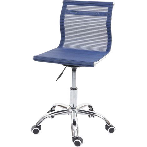 Sedia poltrona ufficio girevole HHG-560 49x49x75-82cm tessuto traspirante blu