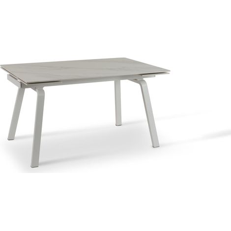 Tavolo Allungabile 140/200x80x76 cm in Ceramica Dylan Bianco Opaco (1/5)