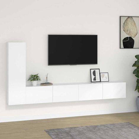 vidaXL 3 Piece TV Cabinet Set White Engineered Wood (1/5)