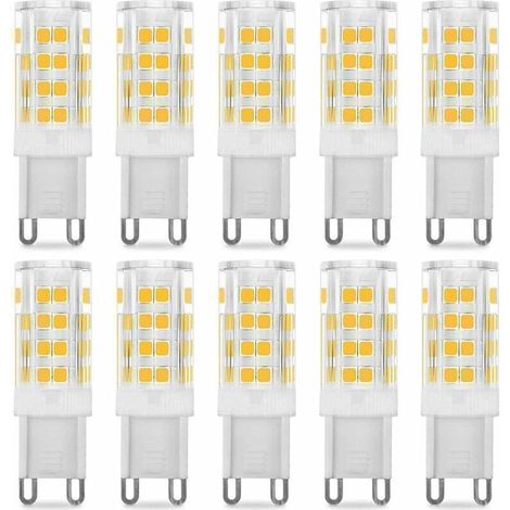 Pack de 10 Ampoule LED G9 5W, Equivalent 40W , Blanc Chaud 3000k, 220-240V, 360° angle de faisceau