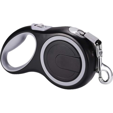 Laisse rétractable pour chien, 3 m, système de freinage et de verrouillage à un bouton, robuste et anti-nœuds.