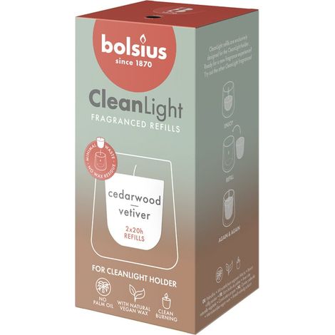 Bolsius Cleanlight Duft-Nachfüller 2er Pack Zedernholz & Vetiver (1/3)