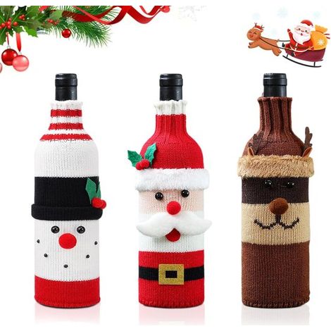 3 x Porte-bouteilles de vin - pour Housses de bouteilles de vin de Noël, Fête de vacances, Décorations de table Plus (10 x 27 CM) - Casiers à vin (1/5)