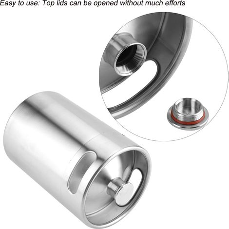 Mini-Bierfass aus Edelstahl mit Spiraldeckel, praktisch für Zuhause und Hotel (5 l) (1/5)
