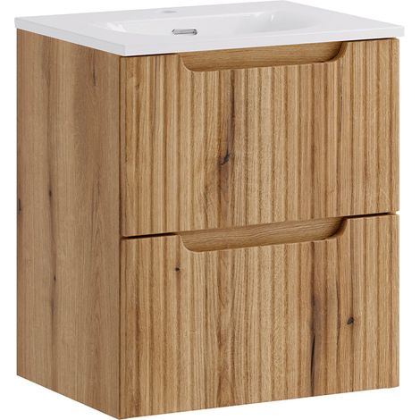 Einbauwaschtisch mit einem Waschbecken, 50 cm, 2 Schubladen, Riva Holz (1/5)