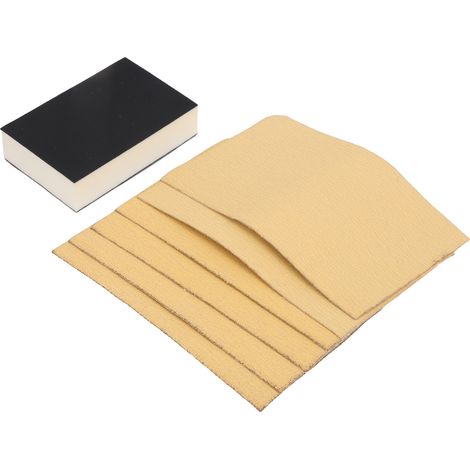 Lot autocollante jaune 80/120/240 grains pour ponçage, bloc éponge inclus, outils abrasifs (1/5)
