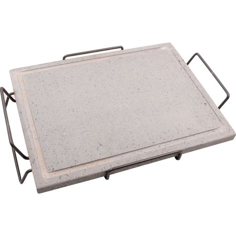 Barbecue en pierre ollaire Koem 30x40 cm avec cadre sure'leve' et poigne'es pour barbecue a' lave
