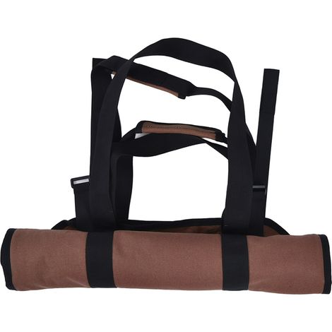 Grand panier de rangement pour bois de chauffage en tissu Oxford marron, idéal pour le camping et le transport du bois. (1/5)