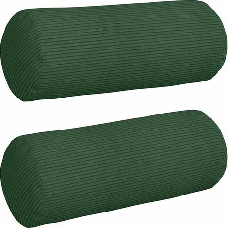Coussins décoratifs, lot de 2, vert foncé, 15 x 40 cm de diamètre (1/5)