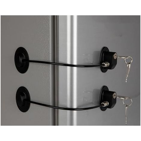 Lot de 2 verrous de réfrigérateur avec 4 clés, verrou de classeur, verrou de porte de congélateur et verrou de sécurité enfant pour armoire de la marque REZIPO (noir).