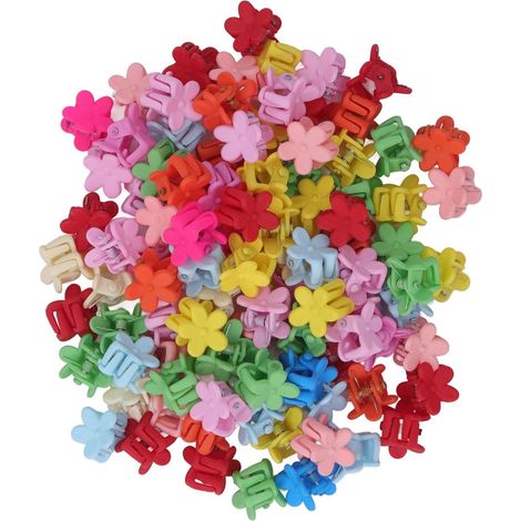 100 Pieces Mini Flower-Shaped Hair Clips, Floral Hairpins for Girls, Adorable Little Clips with Bright Colors, Decorative Accessories (1/5)