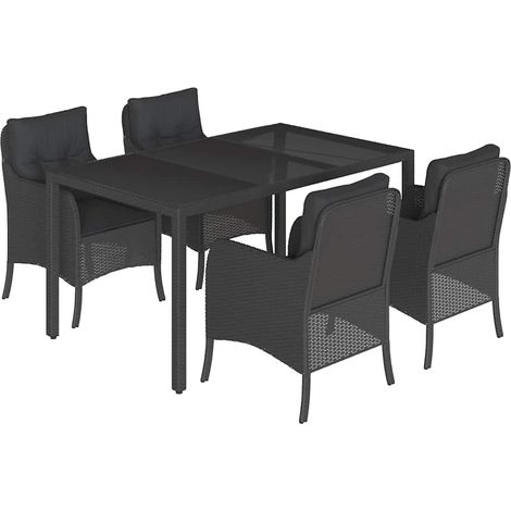 Maison Exclusive - Set de muebles jardín 5 pzas con cojines ratán (1/5)