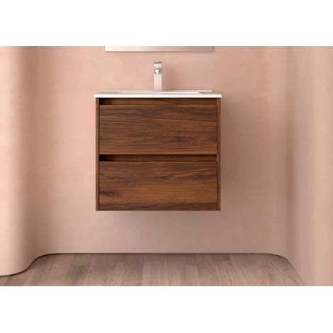 BALTIC Unterschrank + Waschbecken 600 2 Schubladen Nussbaum (1/4)