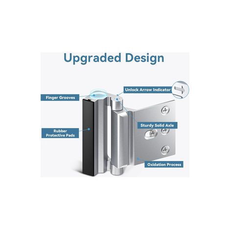 Lot de 4 targettes de sûreté – Verrou hôtel pour porte de chambre – En aluminium, se visse sans clé – Sécurité supplémentaire pour la maison (1/3)