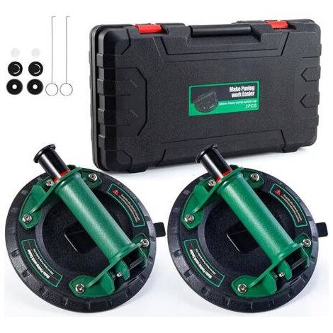 Pair Lot de 2 Ventouses à Vide Robustes pour Verre, Carrelage et Meubles,Capacité de Charge de 130 kg Idéales pour le Levage et le Déplacement de Surfaces Lisses Avec Boîte à Incluse (1/5)