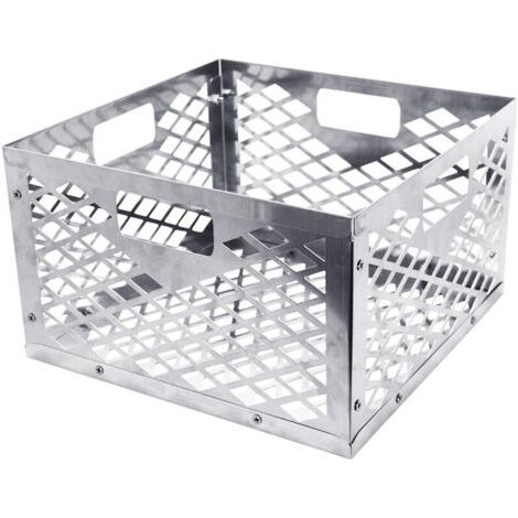 Panier à charbon en acier inoxydable – Grand modèle pour barbecue au gaz et charbon – Circulation d'air optimale – Poignée pour transport facile (1/5)