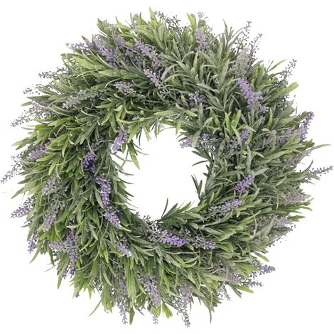 Guirlande En Forme De Couronne - Simulacre De Lavande - Pour Porte Intérieure Ou Extérieure - Diamètre 40 Cm - 1 Pièce