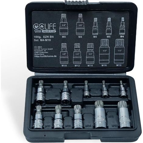 10 Torx-Steckschlüssel, Stahl S2, M4-M18, 1/4", 3/8", 1/2", für Pkw und Lkw (1/5)