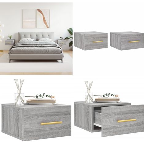 Wand-Nachttische 2 Stk. Grau Sonoma 35x35x20 cm - Wandregal - Wohnzimmerdeko - Regal Grau - Hängeregal - Schlafzimmermöbel - Home & Living (1/5)