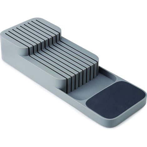 Porte-couteaux de rangement, peut contenir jusqu'à 9 couteaux, rangement de cuisine et tiroirs de rangement – Compact, gris (sauf outils de coupe) (1/5)