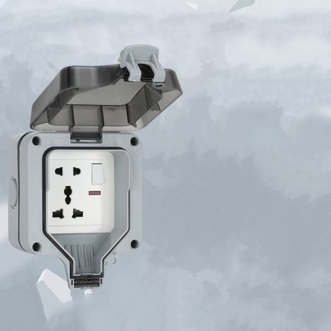 Prise étanche extérieure IP66 antirouille anti-éclaboussure murale pour jardin, 5 trous, prise UK, bloc alimentation patio (1/5)