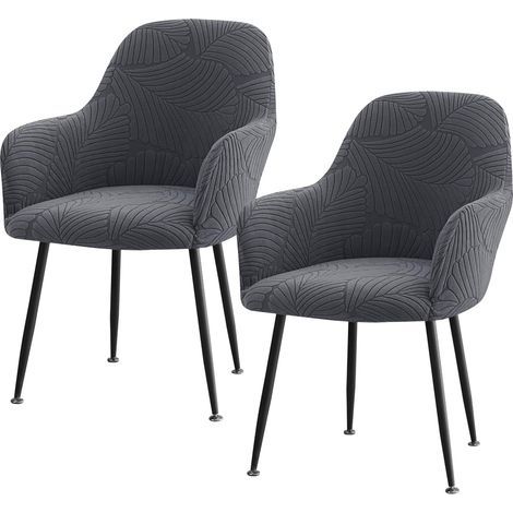 2-teiliges Stuhlhussen-Set mit geschwungenem Design, bestehend aus 2 universellen Stretch-Samtbezügen für Sessel mit Armlehnen, abnehmbar und waschbar mit floraler Struktur. (1/5)