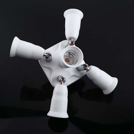 5 en 1 E27 Adaptateur pour Séparateur de Prises Socket Adaptateur Répartiteur Adaptateur de Douille Support de Convertisseur Pour E27 Ampoules LED